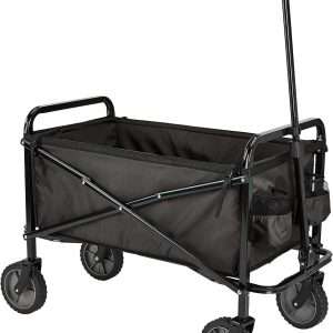 Amazon Basics Collapsible Folding Outdoor Utility Wagon for Sports, Garden, Camping, and Shopping, Heavy Duty, Large Capacity, Black - 1