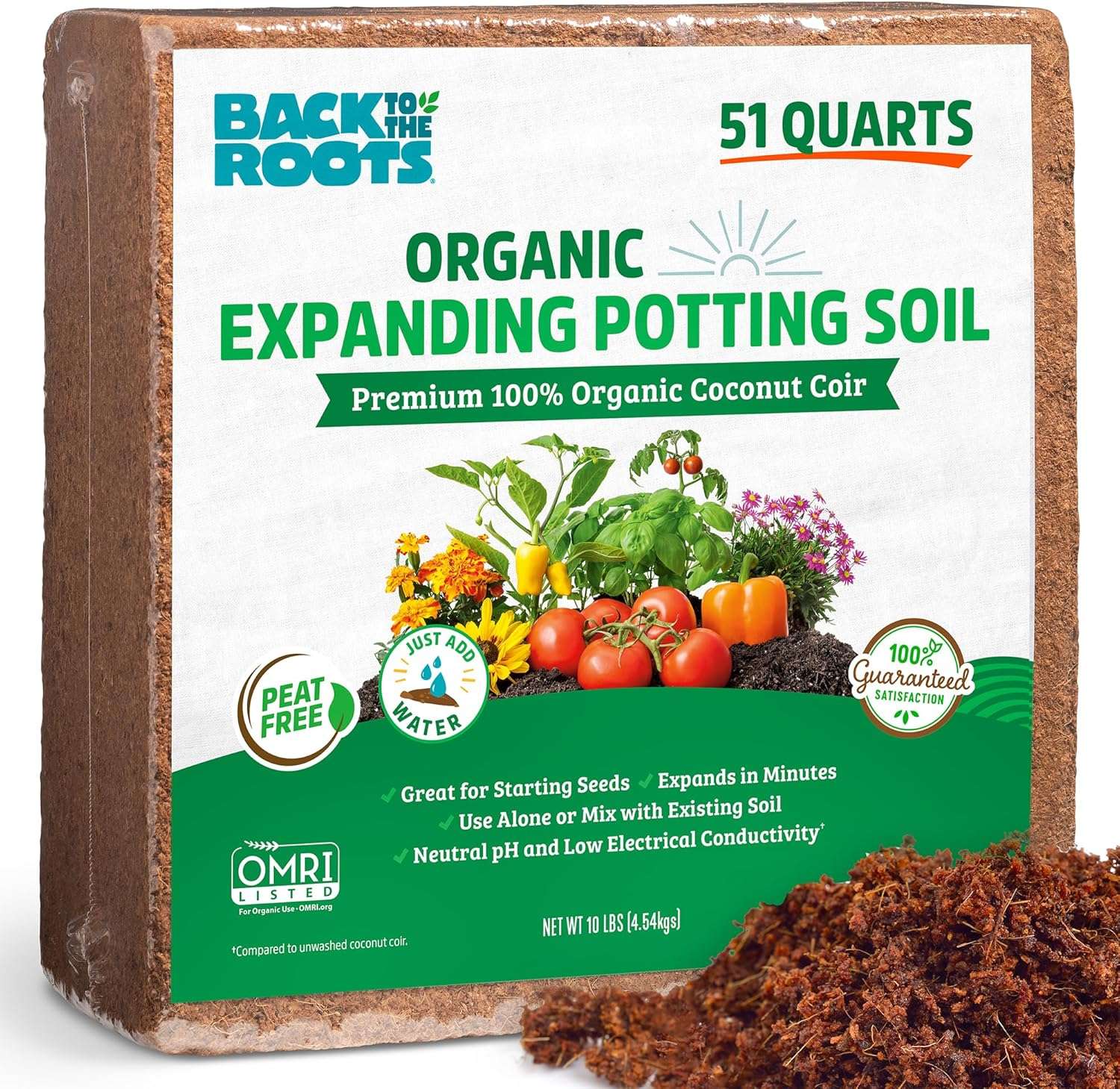 Back to the Roots Organic Coir, 51 Quart Expanding Soil, Great for Seeds and Potting - 1