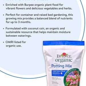 Burpee, 9 Quarts - Premium Organic Potting Natural Soil Mix Food Ideal for Container Garden-Vegetable, Flower & Herb Use for Indoor Outdoor Plant - 3