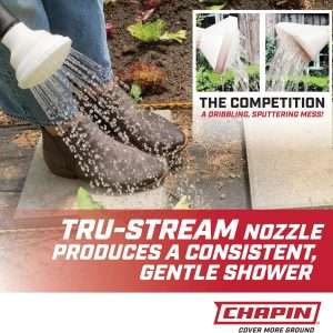 Chapin International 47998- 2-Gallon Tru-Stream Outdoor and Indoor 100% Recycled Plastic Watering Can, Removable Nozzle, Black - 2