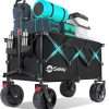 Collapsible Wagon Cart with Big All-Terrain Beach Wheels, Foldable Heavy Duty Wagons with Cup Holders, Utility Carts for Camping, Garden, Outdoor, Grocery, Sports. Black - 1