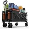 Collapsible Wagon with Wheels, 220 lbs Wagons Carts Foldable Wagon Cart with Flexible Handle, Lightweight Portable Folding Utility Grocery Shopping Cart for Grocery Sports Garden Camping - 1