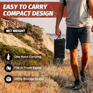 Collapsible Wagon with Wheels, Wagons Carts Foldable, Heavy Duty Folding Utility Cart for Grocery, Camping, Shopping, Sports, Garden, Fishing, Black - 4