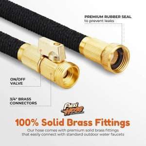 Flexi Hose Upgraded Expandable Garden Hose 50 ft Extra Strength 3-4 Solid Brass Fittings - The Ultimate No-Kink Flex 50 ft Water Hose - 4