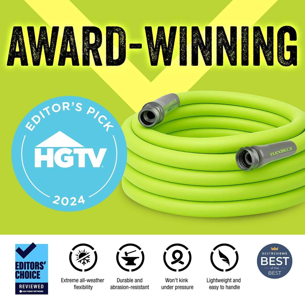 Flexzilla Garden Hose 5-8 in. x 50 ft, Heavy Duty, Lightweight, Durable, ZillaGreen - HFZG550YW-E - 2