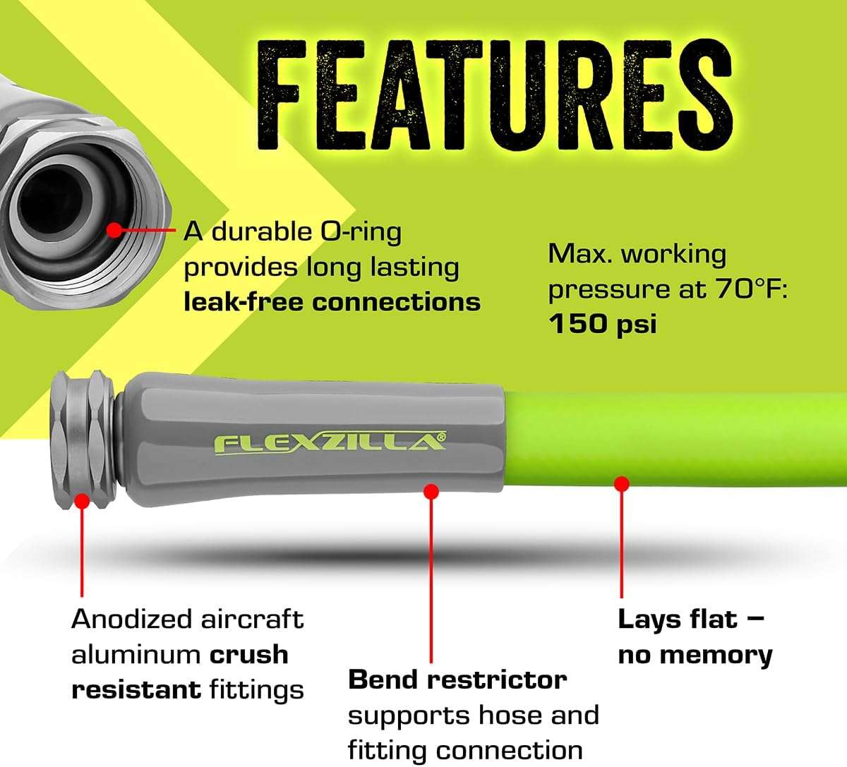 Flexzilla Garden Hose 5-8 in. x 50 ft, Heavy Duty, Lightweight, Durable, ZillaGreen - HFZG550YW-E - 4