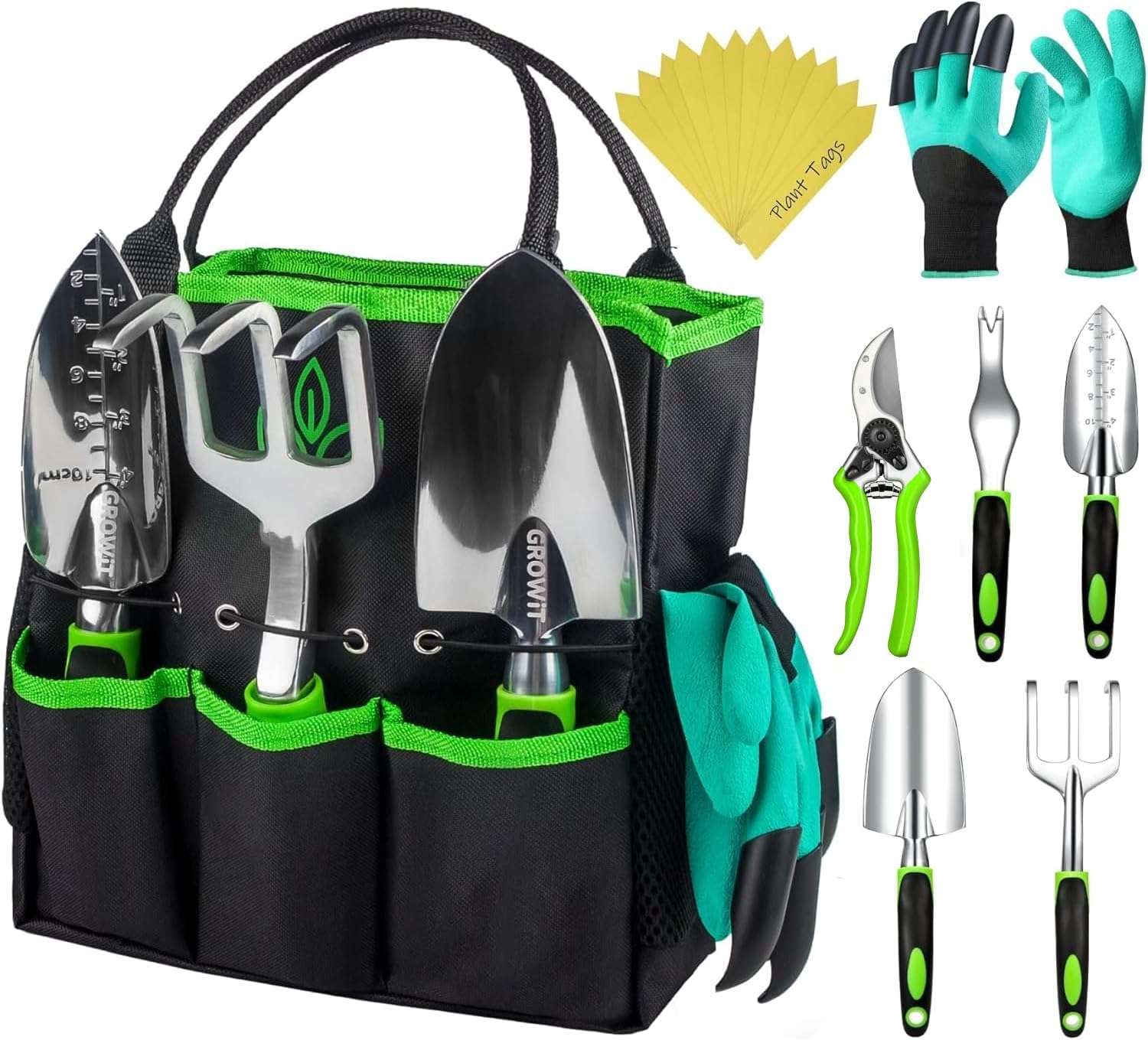 GROWIT Heavy Duty Gardening Tools - 22-Piece Gardening Gifts for Women, Men, Mom, Dad - Durable, Ergonomic Garden Tools Set - 1