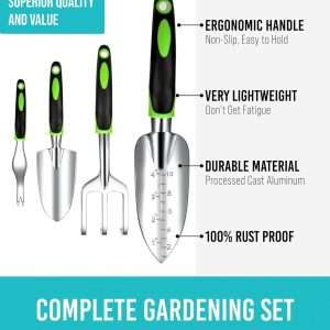 GROWIT Heavy Duty Gardening Tools - 22-Piece Gardening Gifts for Women, Men, Mom, Dad - Durable, Ergonomic Garden Tools Set - 2