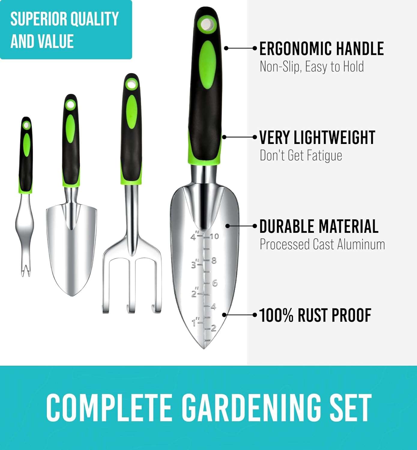 GROWIT Heavy Duty Gardening Tools - 22-Piece Gardening Gifts for Women, Men, Mom, Dad - Durable, Ergonomic Garden Tools Set - 2