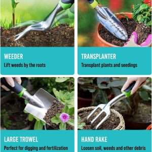 GROWIT Heavy Duty Gardening Tools - 22-Piece Gardening Gifts for Women, Men, Mom, Dad - Durable, Ergonomic Garden Tools Set - 3