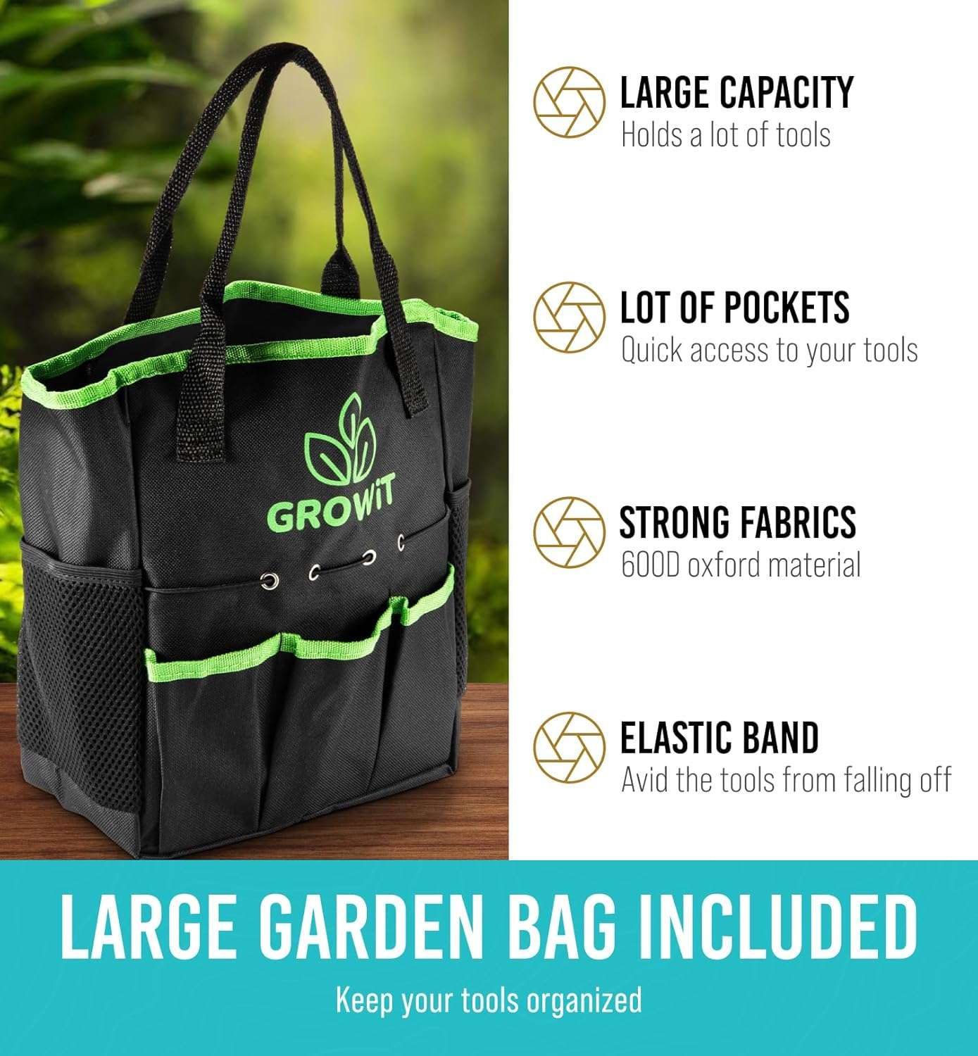 GROWIT Heavy Duty Gardening Tools - 22-Piece Gardening Gifts for Women, Men, Mom, Dad - Durable, Ergonomic Garden Tools Set - 7