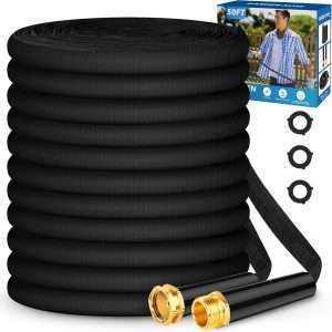 Garden Hose 50ft, Non-Expanding, Lightweight, Leak-Proof Metal interface, No-Knots, Portable, Wear-Resistant, Sturdy, Flexible, 3-4GHT, Water Hose for Yard, Garden - 1