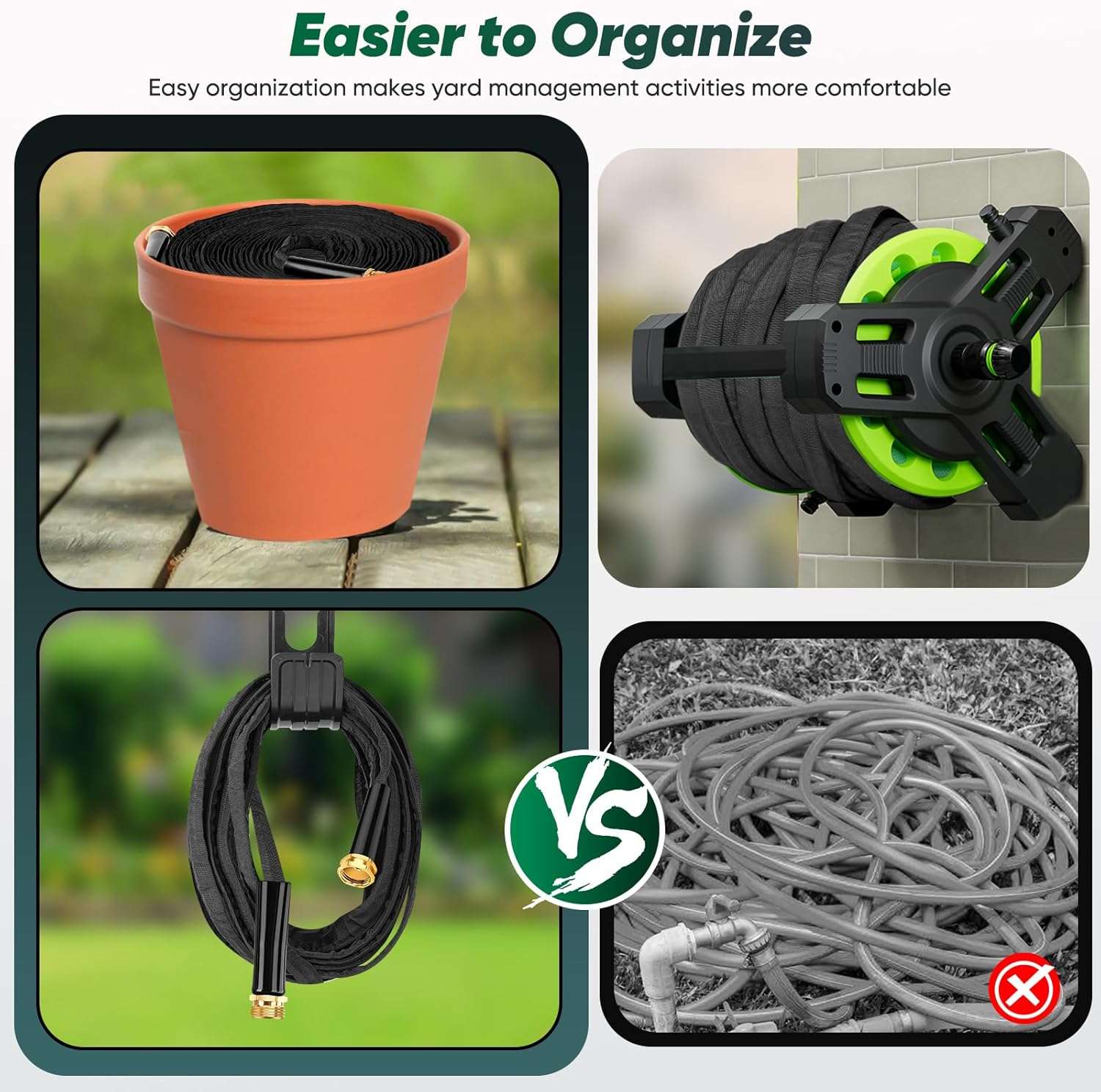 Garden Hose 50ft, Non-Expanding, Lightweight, Leak-Proof Metal interface, No-Knots, Portable, Wear-Resistant, Sturdy, Flexible, 3-4GHT, Water Hose for Yard, Garden - 8