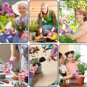 Garden Tools Set, JUMPHIGH 10 Pieces Gardening Tools with Floral Print, Ergonomic Handle Trowel Rake Weeder Pruner Shears Sprayer, Garden Hand Tools - 7