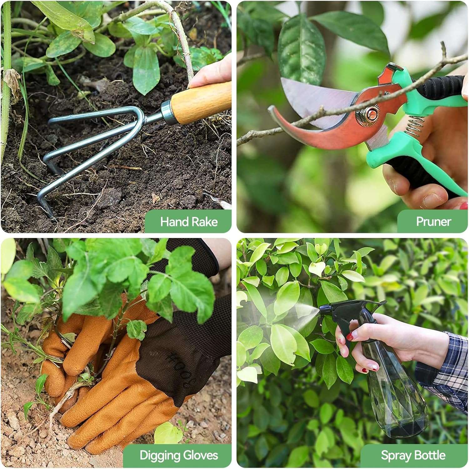 Gardening Tools 9-Piece Heavy Duty Gardening Hand Tools with Fashion and Durable Garden Tools Organizer Handbag,Rust-Proof Garden Tool Set, Ideal Gardening Gifts for Women - 6