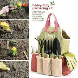 Gardening Tools Set of 10 - Complete Heavy Duty Garden Tools Set with Fashion Handbag - Durable Gardening Supplies Kit Ideal Garden Gifts for Women - 5