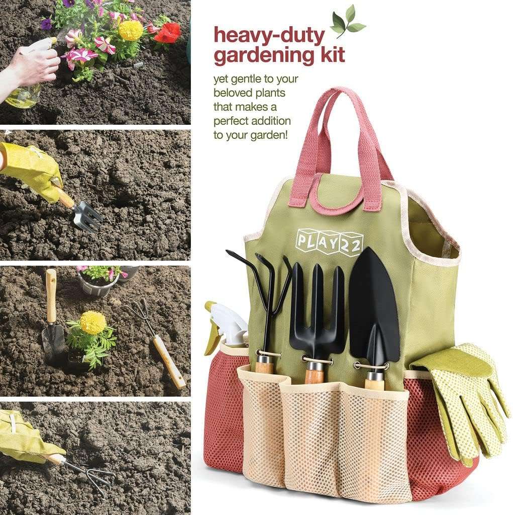 Gardening Tools Set of 10 - Complete Heavy Duty Garden Tools Set with Fashion Handbag - Durable Gardening Supplies Kit Ideal Garden Gifts for Women - 5