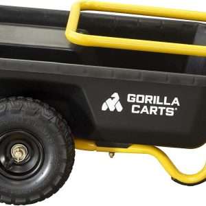 Gorilla Carts GCR-4 Poly Dump Cart, 2-Wheel Garden Wagon with Foldable Handle, 4 cu ft, 300 lb. Capacity, Black-Yellow - 11