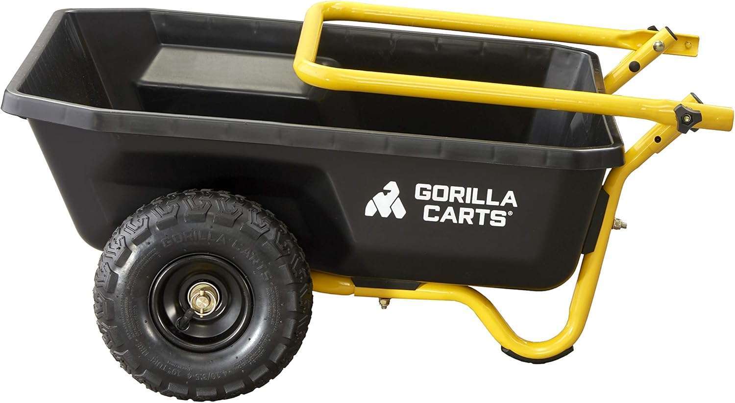 Gorilla Carts GCR-4 Poly Dump Cart, 2-Wheel Garden Wagon with Foldable Handle, 4 cu ft, 300 lb. Capacity, Black-Yellow - 11