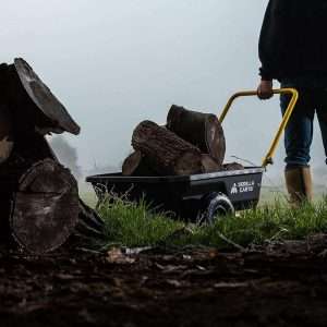 Gorilla Carts GCR-4 Poly Dump Cart, 2-Wheel Garden Wagon with Foldable Handle, 4 cu ft, 300 lb. Capacity, Black-Yellow - 15