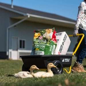 Gorilla Carts GCR-4 Poly Dump Cart, 2-Wheel Garden Wagon with Foldable Handle, 4 cu ft, 300 lb. Capacity, Black-Yellow - 16