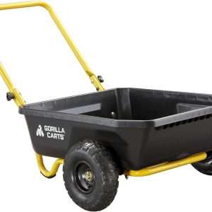 Gorilla Carts GCR-4 Poly Dump Cart, 2-Wheel Garden Wagon with Foldable Handle, 4 cu ft, 300 lb. Capacity, Black-Yellow - 5