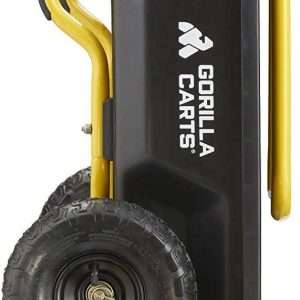 Gorilla Carts GCR-4 Poly Dump Cart, 2-Wheel Garden Wagon with Foldable Handle, 4 cu ft, 300 lb. Capacity, Black-Yellow - 7