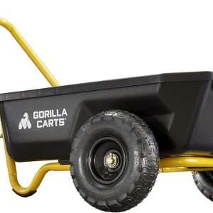 Gorilla Carts GCR-4 Poly Dump Cart, 2-Wheel Garden Wagon with Foldable Handle, 4 cu ft, 300 lb. Capacity, Black-Yellow - 8