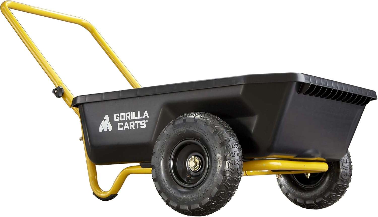 Gorilla Carts GCR-4 Poly Dump Cart, 2-Wheel Garden Wagon with Foldable Handle, 4 cu ft, 300 lb. Capacity, Black-Yellow - 8