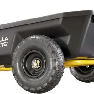 Gorilla Carts GCR-4 Poly Dump Cart, 2-Wheel Garden Wagon with Foldable Handle, 4 cu ft, 300 lb. Capacity, Black-Yellow - 9