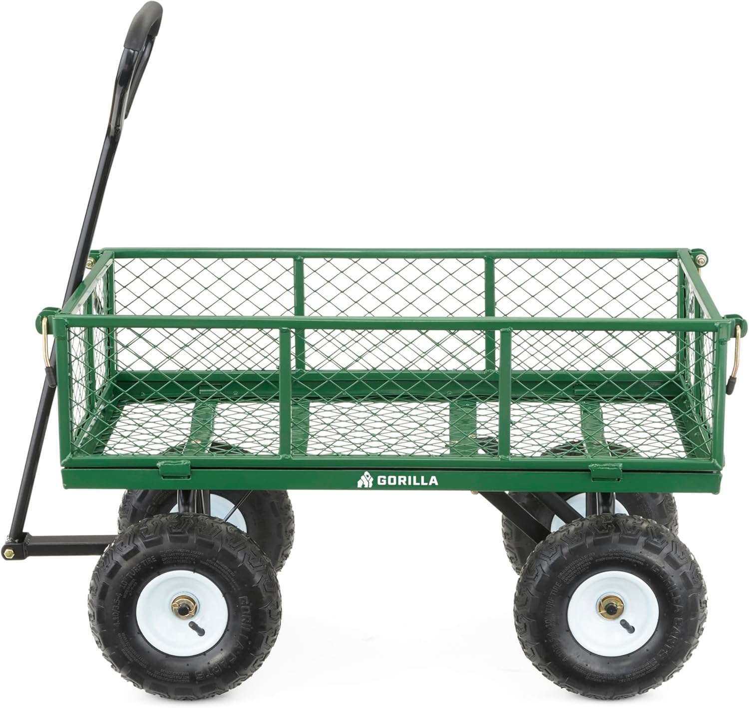 Gorilla Carts GOR400-COM Steel Garden Cart, Steel Mesh Removable Sides, 3 cu ft, 400 lb Capacity, Green - 1