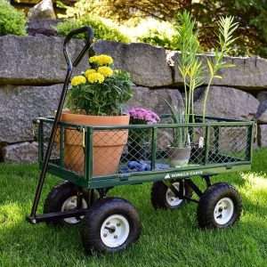 Gorilla Carts GOR400-COM Steel Garden Cart, Steel Mesh Removable Sides, 3 cu ft, 400 lb Capacity, Green - 2