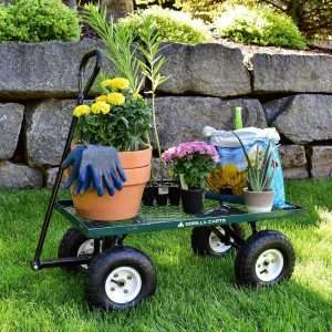 Gorilla Carts GOR400-COM Steel Garden Cart, Steel Mesh Removable Sides, 3 cu ft, 400 lb Capacity, Green - 3