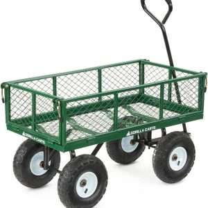 Gorilla Carts GOR400-COM Steel Garden Cart, Steel Mesh Removable Sides, 3 cu ft, 400 lb Capacity, Green - 4