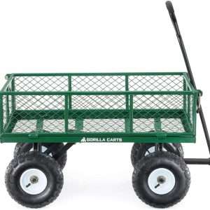 Gorilla Carts GOR400-COM Steel Garden Cart, Steel Mesh Removable Sides, 3 cu ft, 400 lb Capacity, Green - 8