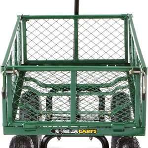 Gorilla Carts GOR400-COM Steel Garden Cart, Steel Mesh Removable Sides, 3 cu ft, 400 lb Capacity, Green - 9