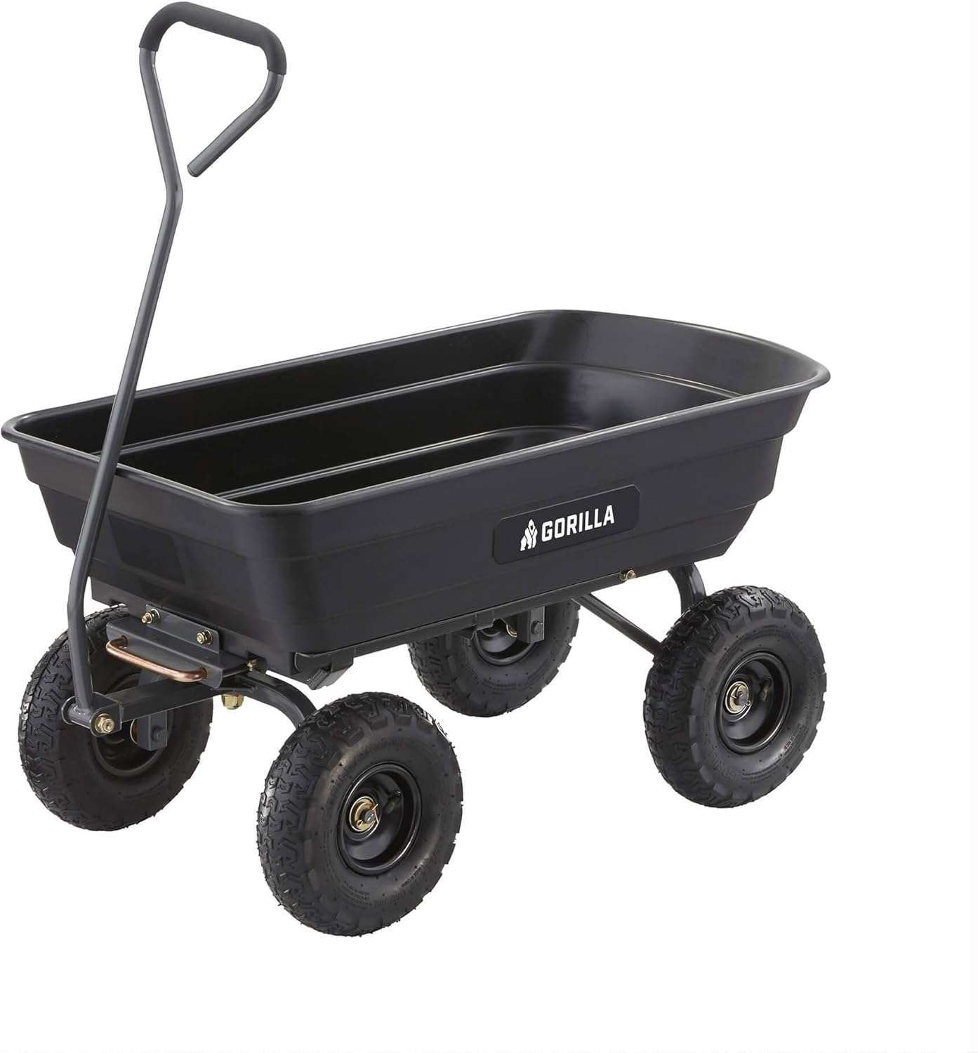 Gorilla Carts Heavy Duty Poly Utility Dump Wagon Garden Cart w-Pneumatic Tires, 4 Cu Ft - 600 lb Capacity Outdoor Wheelbarrow for Yard, Landscaping & Gardening - 1