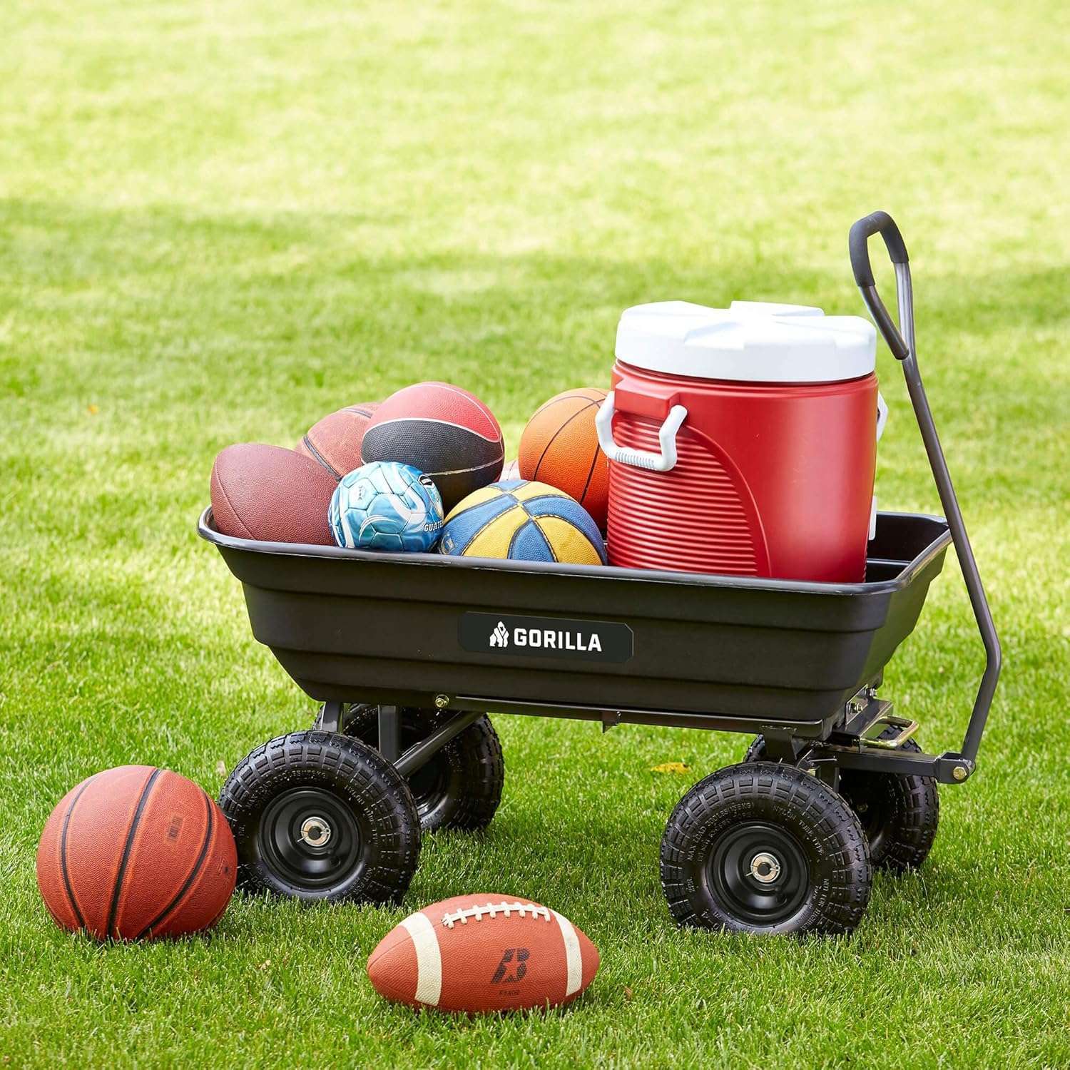 Gorilla Carts Heavy Duty Poly Utility Dump Wagon Garden Cart w-Pneumatic Tires, 4 Cu Ft - 600 lb Capacity Outdoor Wheelbarrow for Yard, Landscaping & Gardening - 5