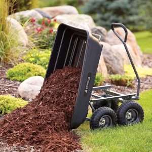 Gorilla Carts Heavy Duty Poly Utility Dump Wagon Garden Cart w-Pneumatic Tires, 4 Cu Ft - 600 lb Capacity Outdoor Wheelbarrow for Yard, Landscaping & Gardening - 8