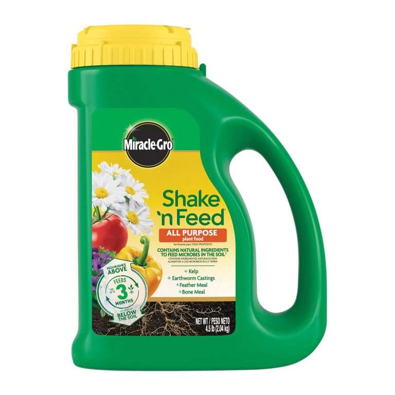 Miracle-Gro Shake ‘N Feed All Purpose Plant Food, For In-Ground and Container Plants, Feeds for up to 3 Months, 4.5 lbs.