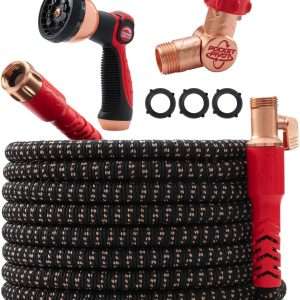 Pocket Hose Copper Head w-New Pocket Pivot Expandable Garden Hose 100FT, AS-SEEN-ON-TV, Swivels 360°, Advanced Tri-Tex Tubing & Force Field Jacket, 3X Stronger - 1