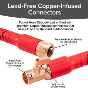 Pocket Hose Copper Head w-New Pocket Pivot Expandable Garden Hose 100FT, AS-SEEN-ON-TV, Swivels 360°, Advanced Tri-Tex Tubing & Force Field Jacket, 3X Stronger - 9