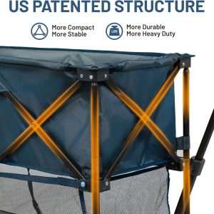 TIMBER RIDGE 400L Large Capacity Folding Double Decker Wagon with Brakes, 54 Extra Long Extender Wagon Cart, 450lbs Heavy Duty Collapsible Cart, All-Terrain Big Wheels for Camping, Sports, Shopping - 3