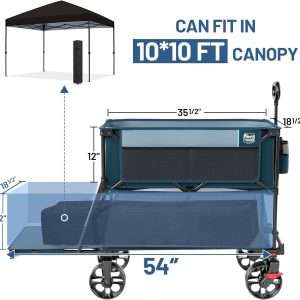 TIMBER RIDGE 400L Large Capacity Folding Double Decker Wagon with Brakes, 54 Extra Long Extender Wagon Cart, 450lbs Heavy Duty Collapsible Cart, All-Terrain Big Wheels for Camping, Sports, Shopping - 4