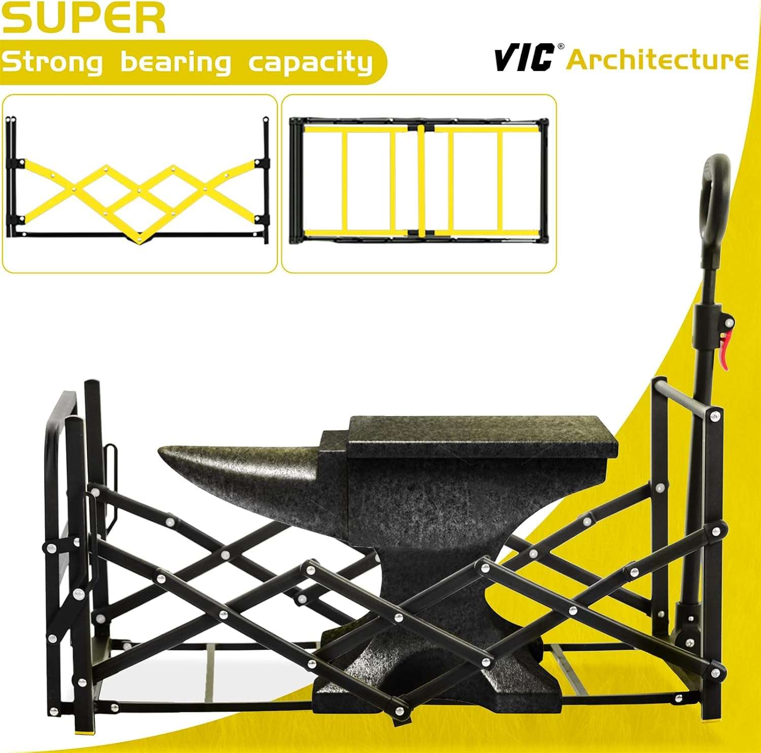 VIC Collapsible Folding Wagon Extra Long Extender Wagon Cart,Beach Wagons Cart Heavy Duty Foldable, Utility Grocery Car with Side Pocket for Camping Garden Sports, V1 - 3