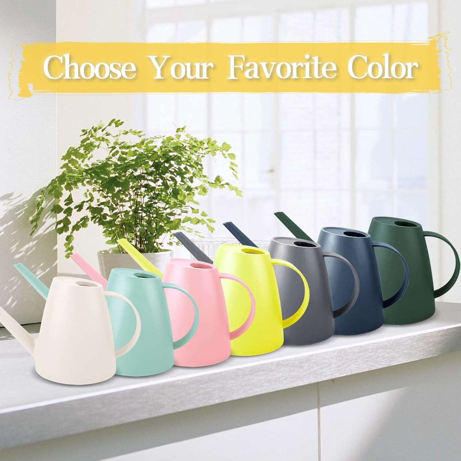 Watering Can for Indoor Plants, Small Watering Cans for House Plant Garden Flower, Long Spout Water Can for Outdoor Watering Plants 1. 8L 1-2 Gallon (Green) - 7