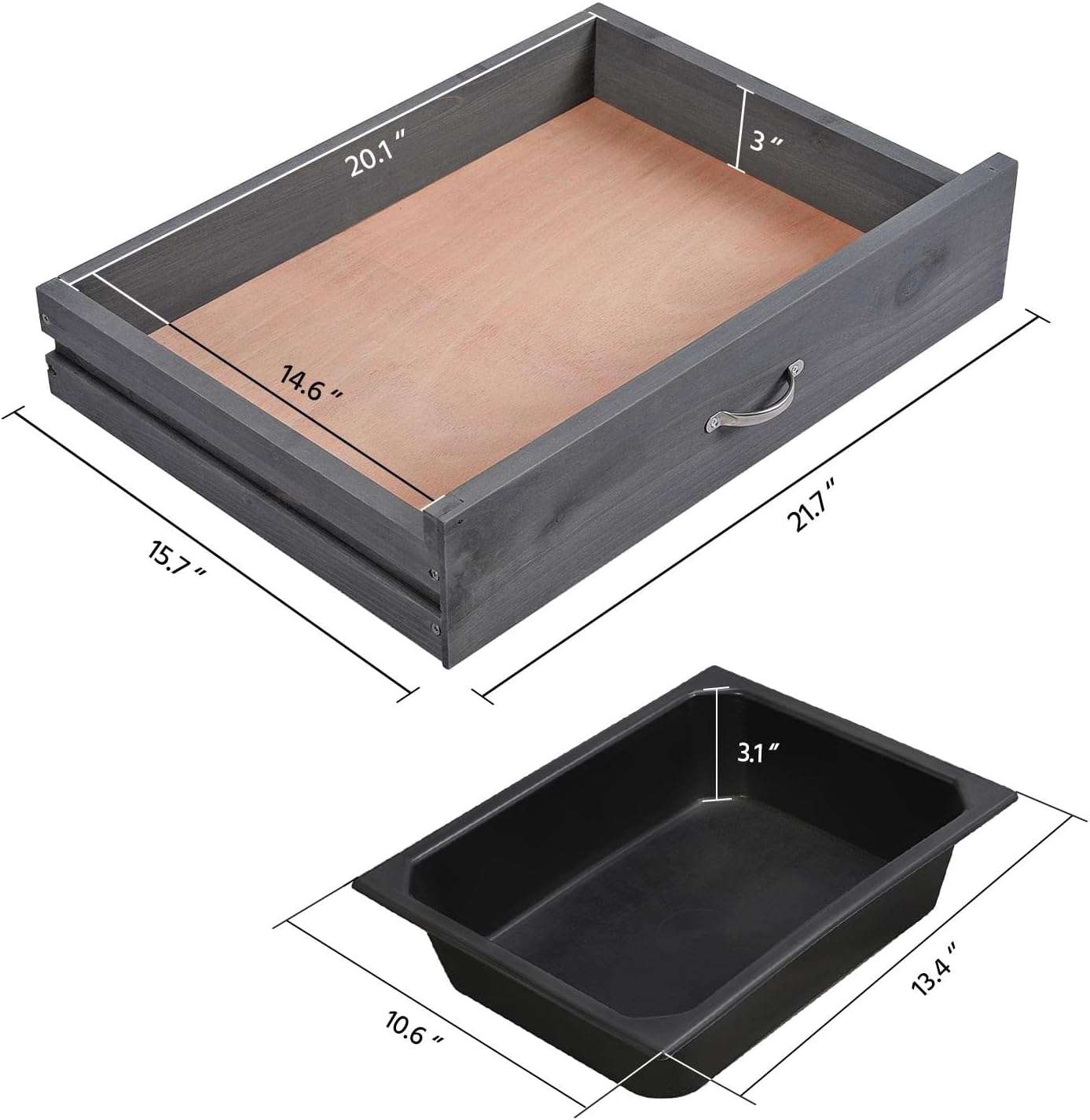 Yaheetech Outdoor Potting Bench Table Potters Benches Garden Workstation for Horticulture with Drawer-Adjustable Shelf Rack-Removable Sink-Hooks-Pads, Gray - 7