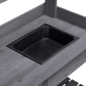 Yaheetech Outdoor Potting Bench Table Potters Benches Garden Workstation for Horticulture with Drawer-Adjustable Shelf Rack-Removable Sink-Hooks-Pads, Gray - 9
