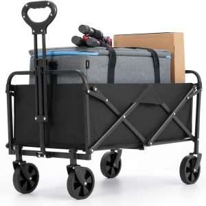 Collapsible Foldable Wagon,Wagons Carts Foldable with Wheels,Utility Grocery Folding Beach Wagon for Sand Garden Sports Shopping Outdoor - 1