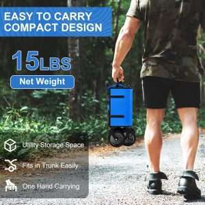 Collapsible Wagon Carts,Folding Wagon Cart with All Terrain Wheels,Heavy Duty Garden Carts with Adjustable Handle,Outdoor Utility Wagon for Camping Shopping Sports Fishing - 4